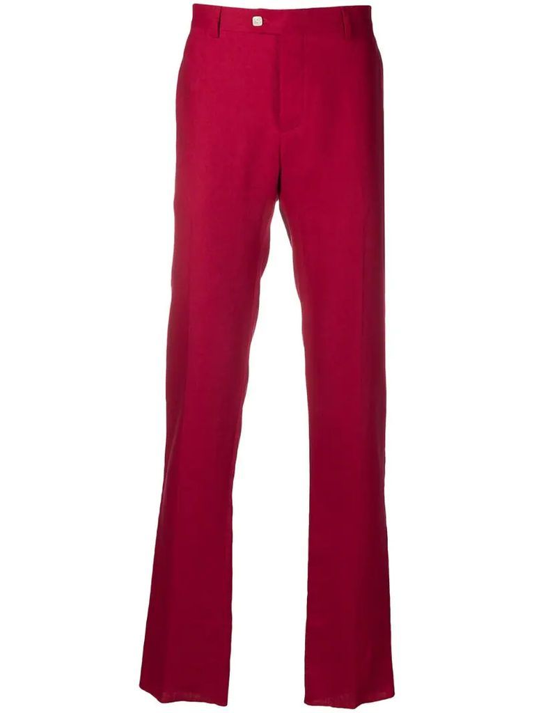 crest embroidery tailored trousers