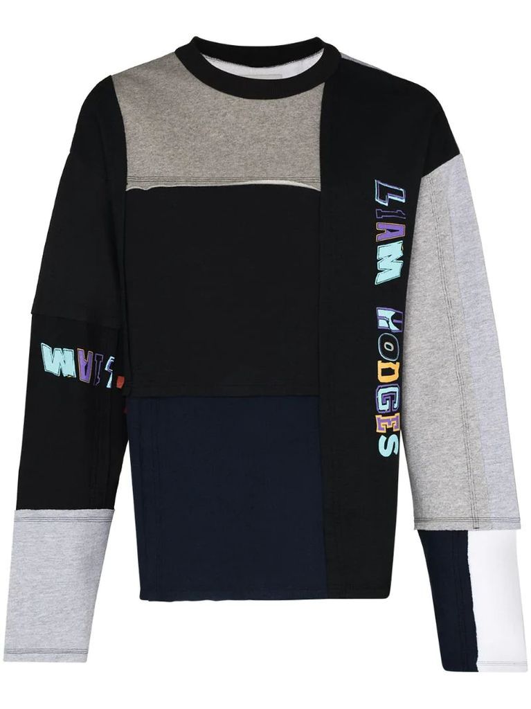 logo-print patchwork sweatshirt