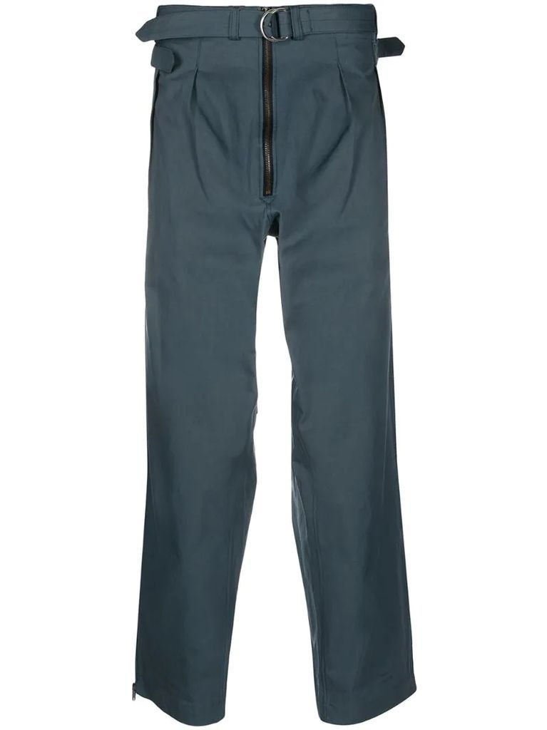 high-waist zipped trousers