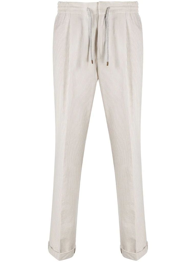 striped drawstring trousers