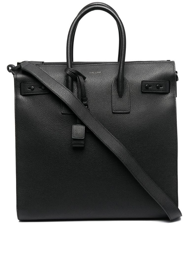 leather tag tote bag