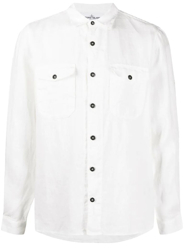 chest-pocket linen shirt