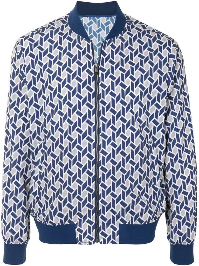 geometric print bomber jacket