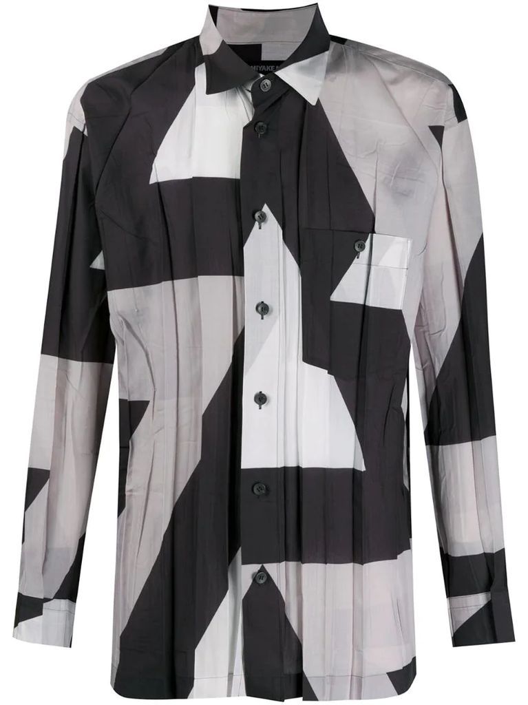 abstract-print pleated shirt