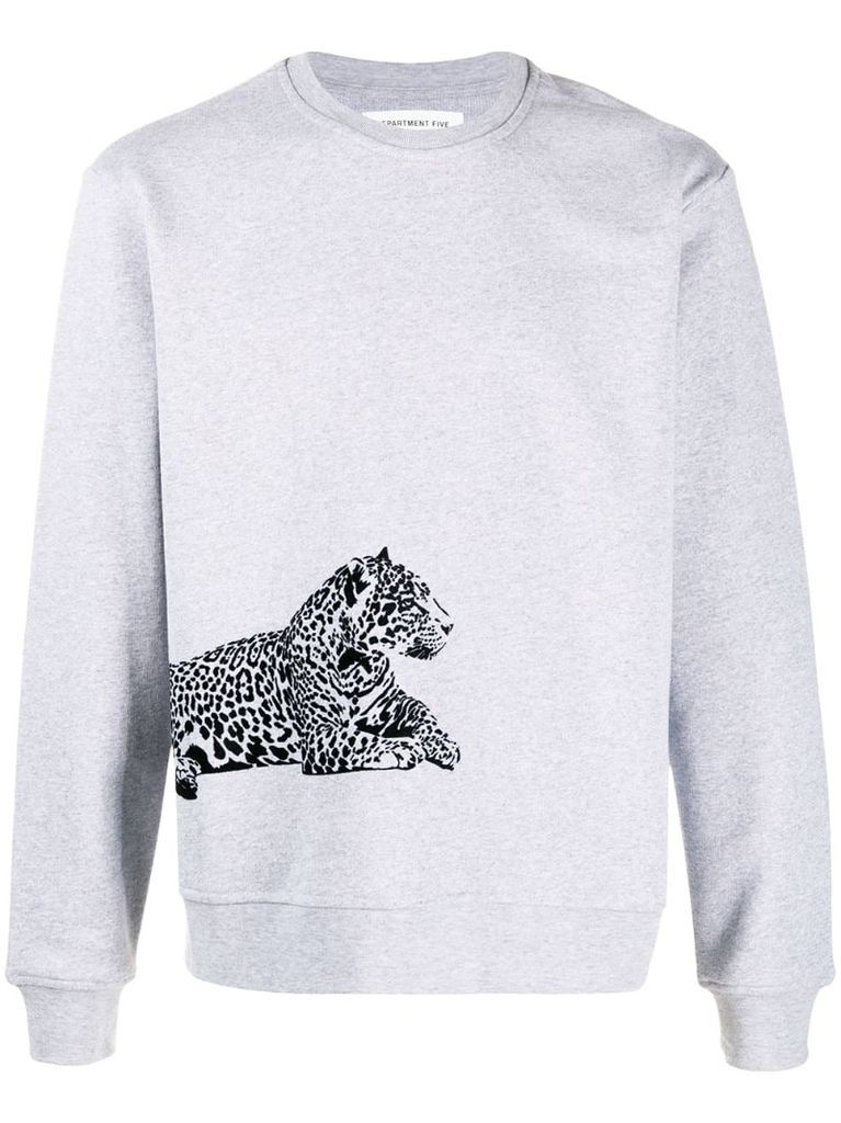 leopard-print crew neck sweatshirt