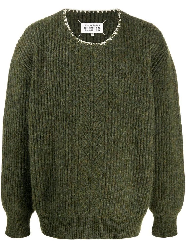 stitch-detail rib-knit jumper