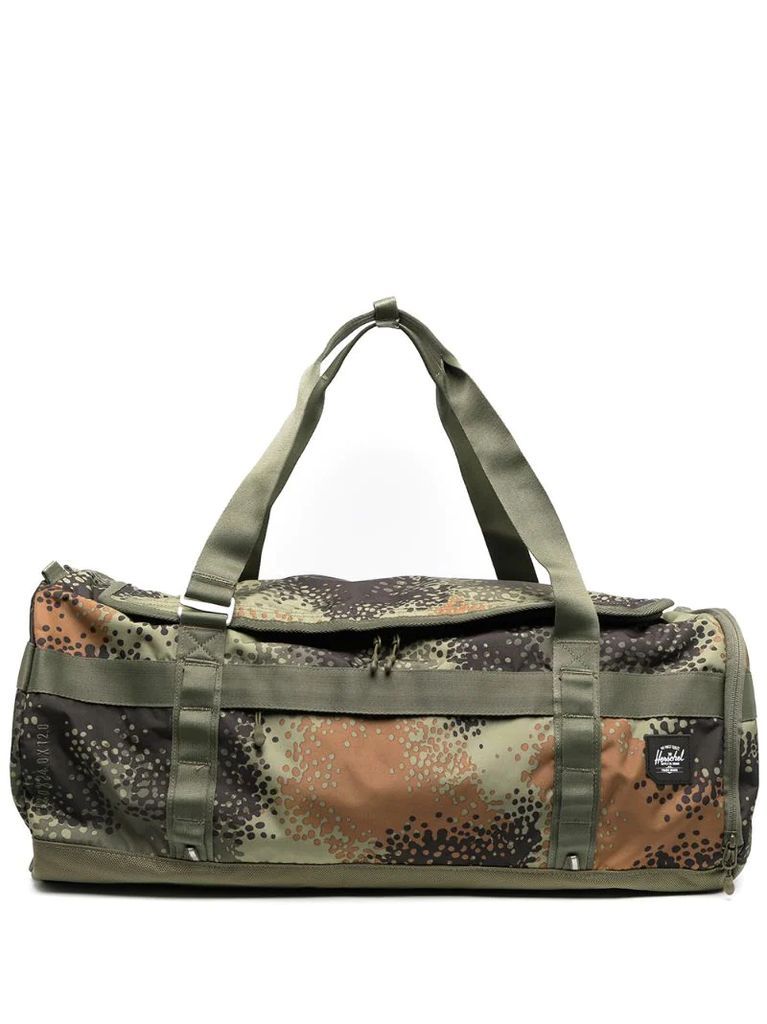 camouflage print duffle bag