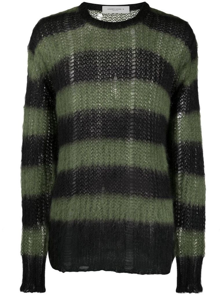 striped mohair-blend jumper