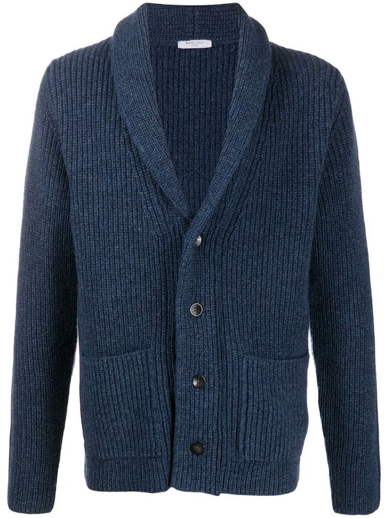ribbed-knit buttoned cardigan