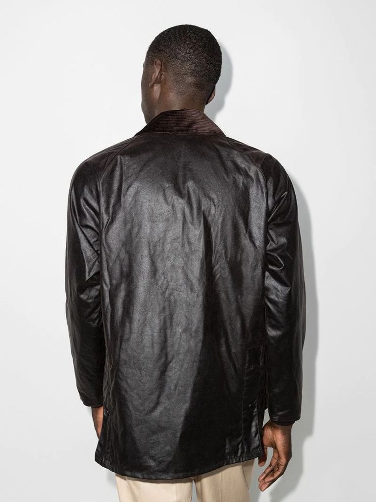 faux-leather snap-button jacket