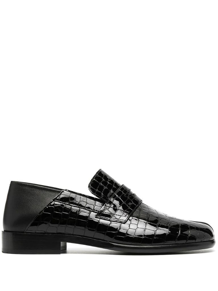 embossed-leather Tabi loafers