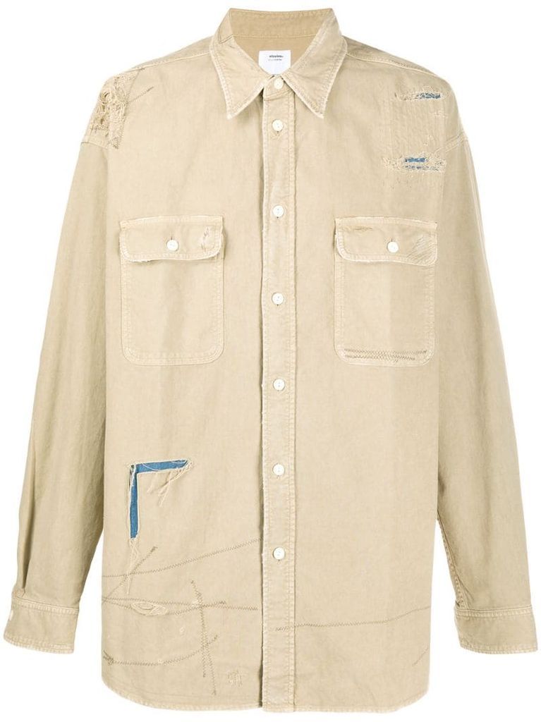 Grand River distressed-effect shirt