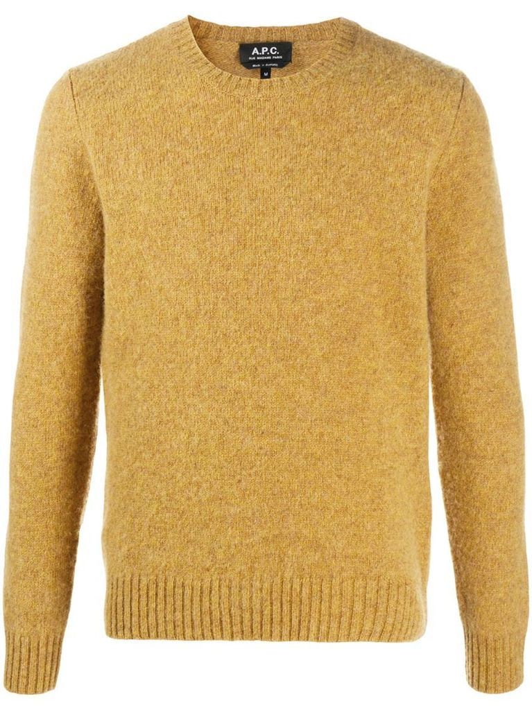 purl-knit crew-neck jumper