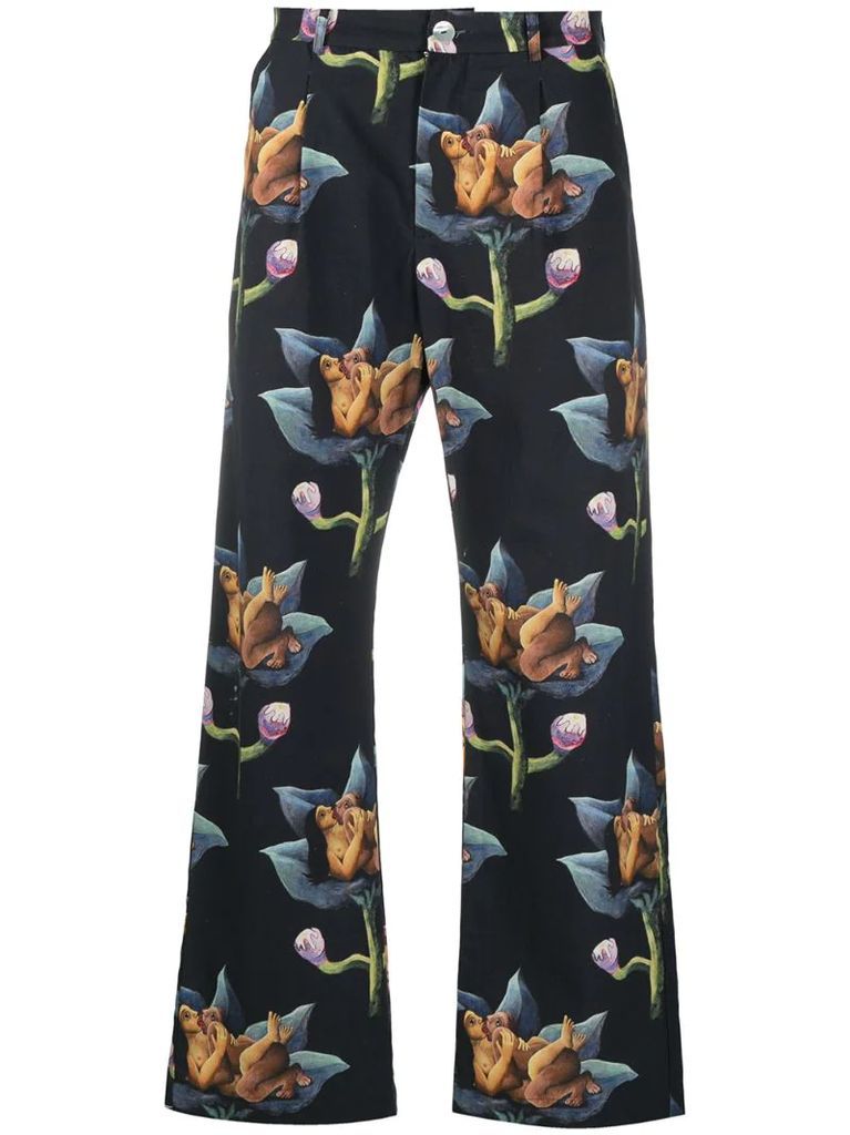 graphic print wide leg trousers