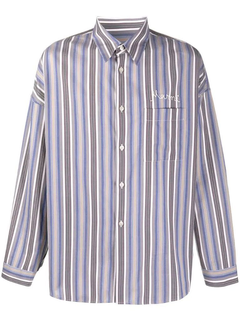 stripe-print shirt