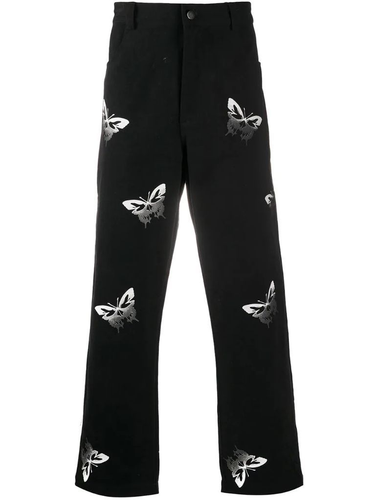 butterfly-print jeans
