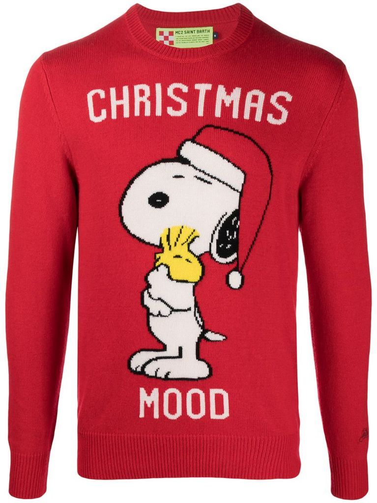 Snoopy festive intarsia-knit jumper