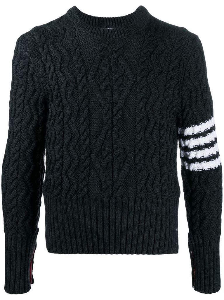 4-bar cable knit pullover