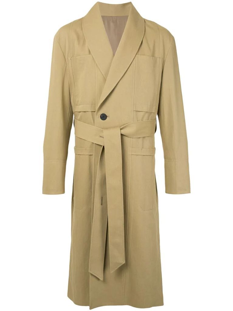 double-breasted belted trench coat