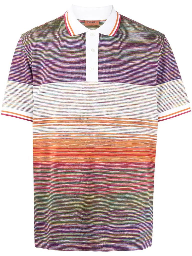 multi-stripe cotton polo shirt