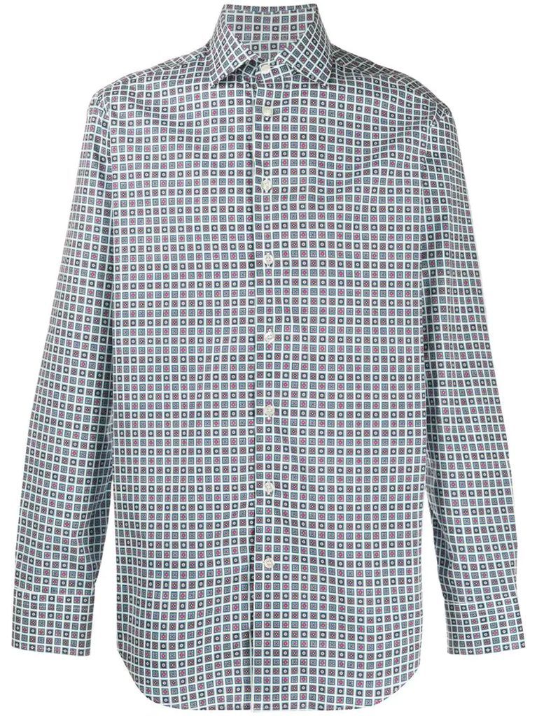 geometric-print long-sleeve shirt