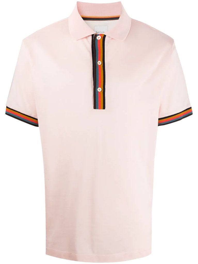 stripe detail polo T-shirt