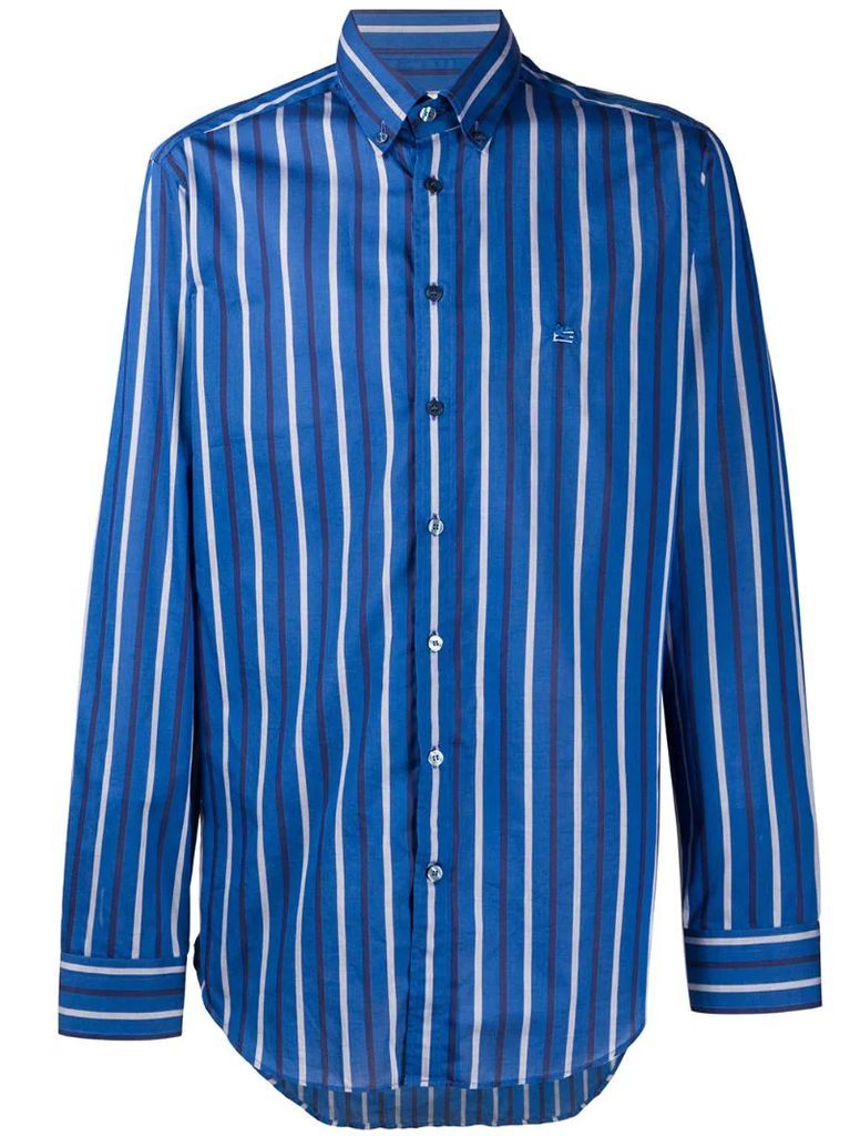 vertical stripe logo embroidered shirt