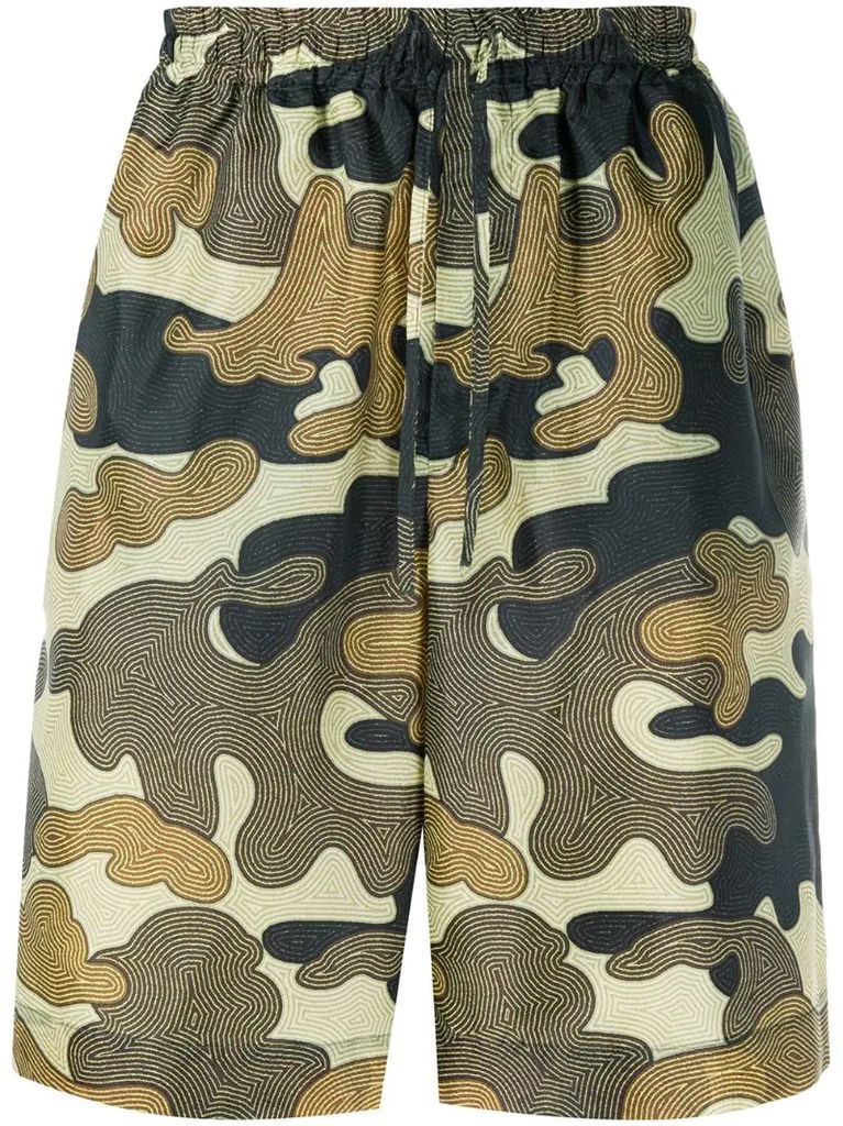 camouflage print deck shorts