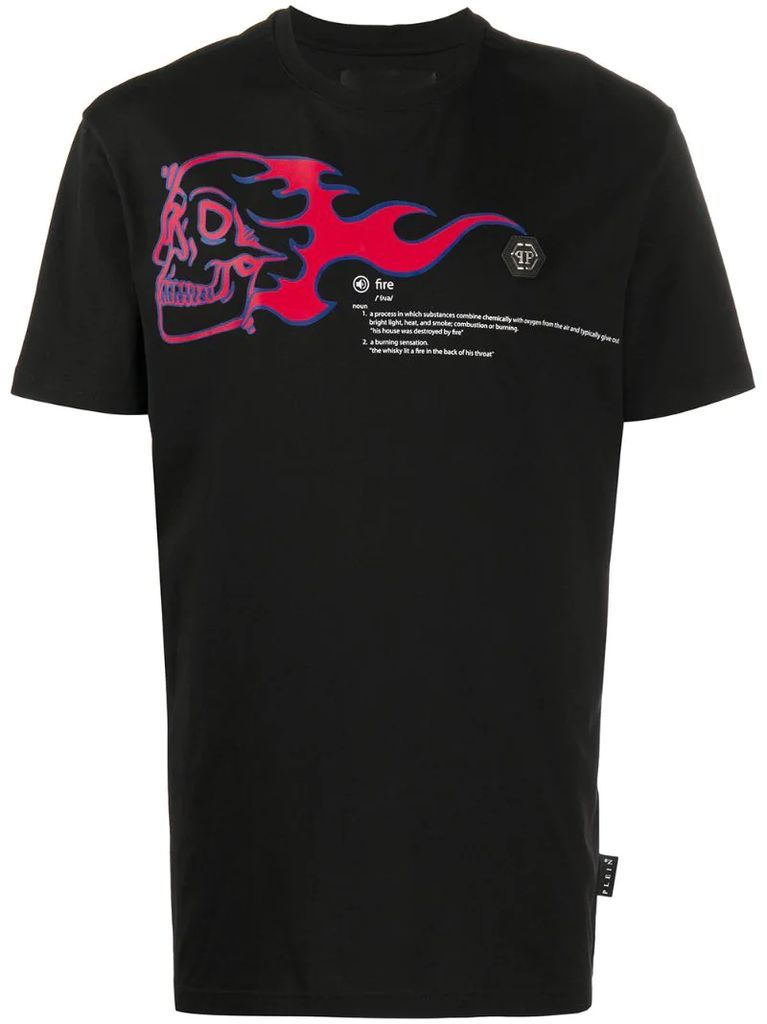 flame skull print T-shirt