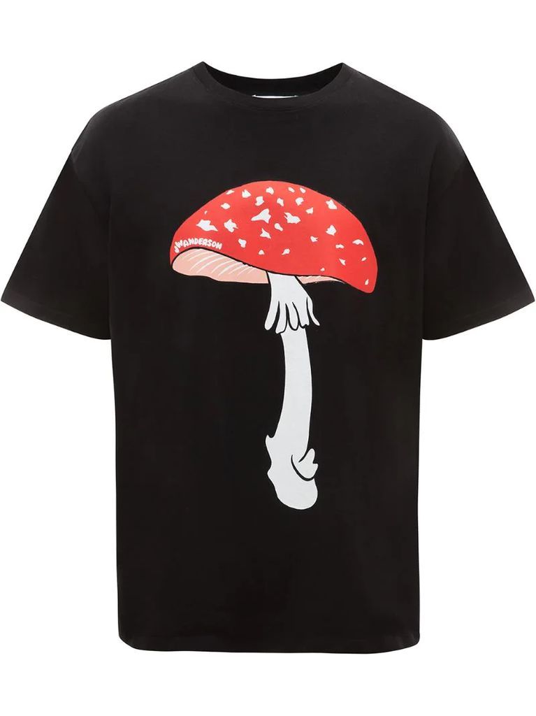 mushroom-print cotton T-shirt