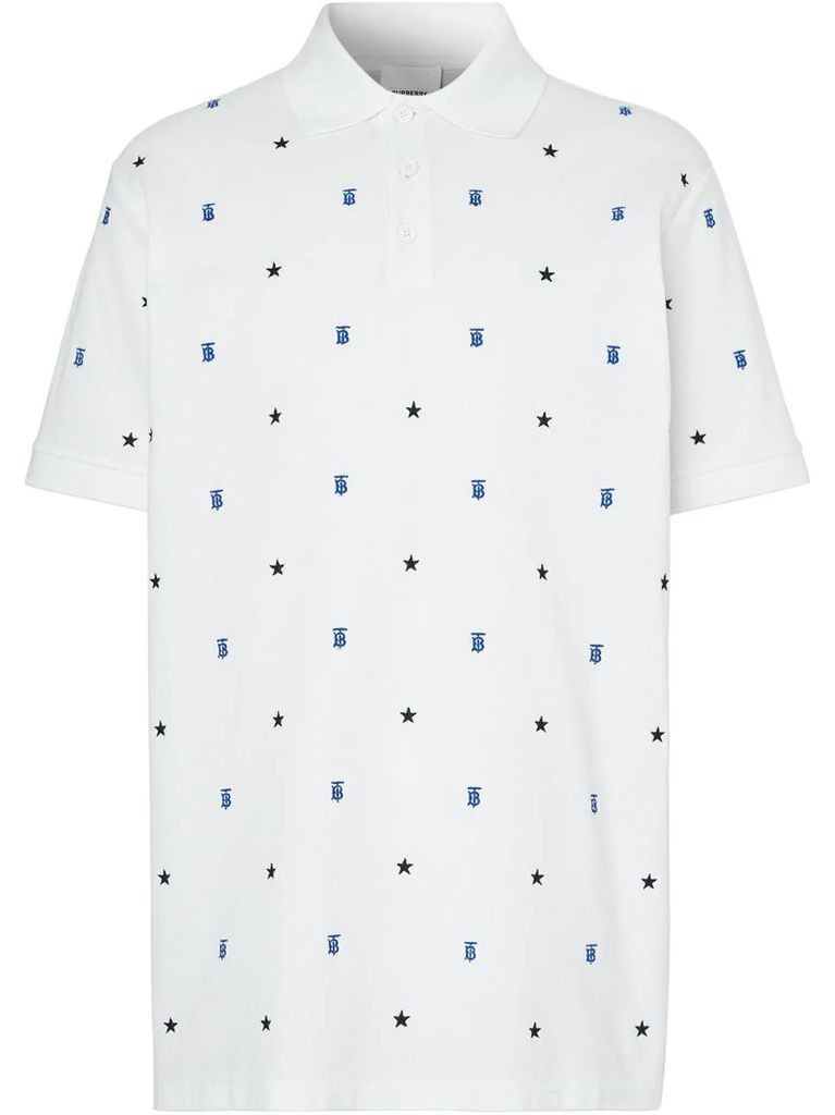star and monogram embroidered polo shirt