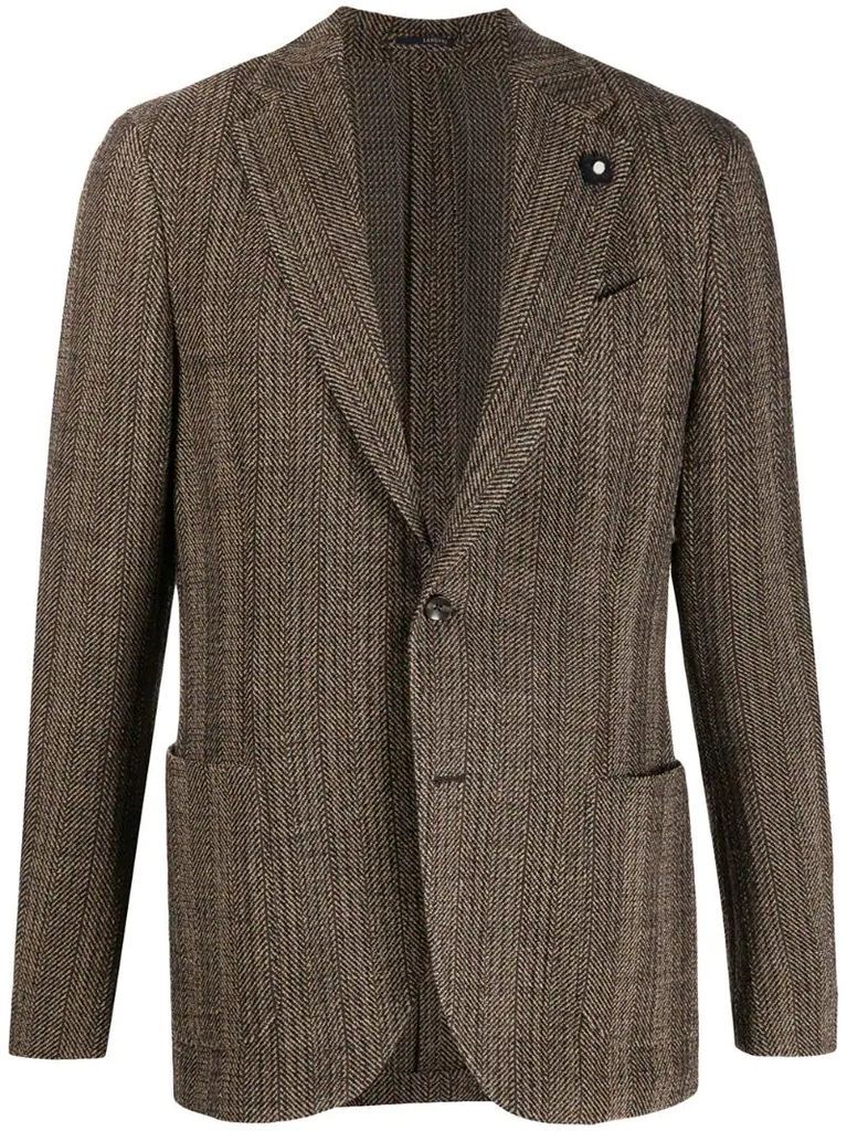 zigzag patterned knitted suit jacket