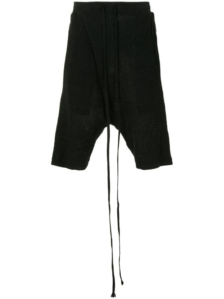 drop-crotch knitted shorts