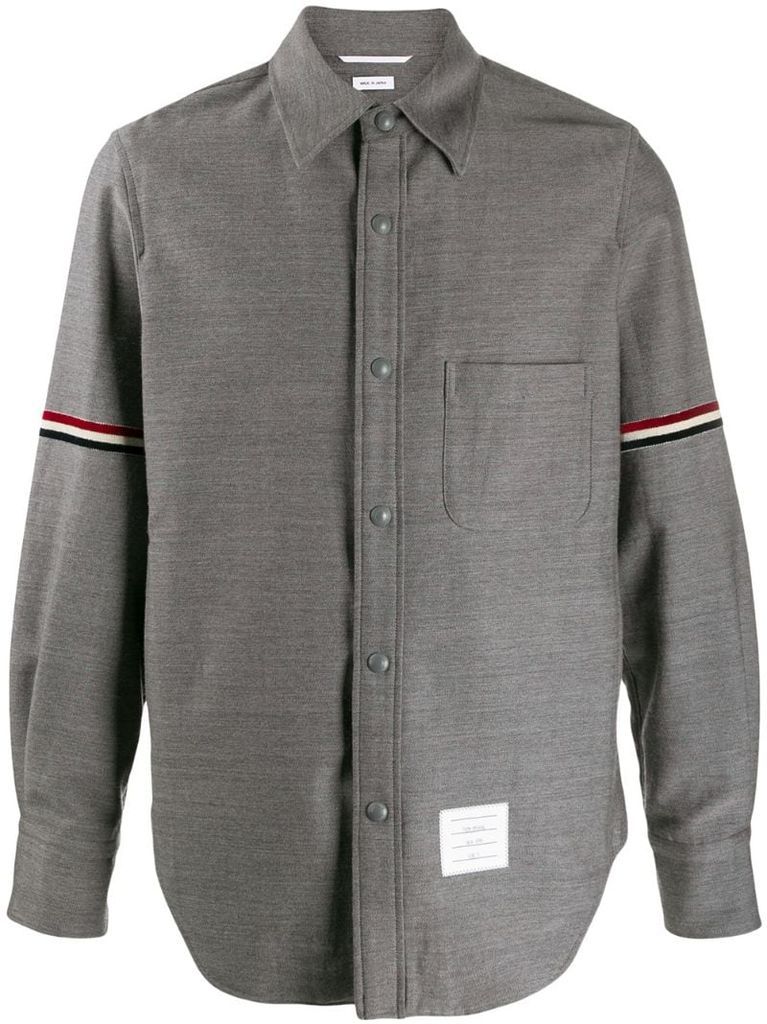 wool cotton suiting snap front shirt jacket