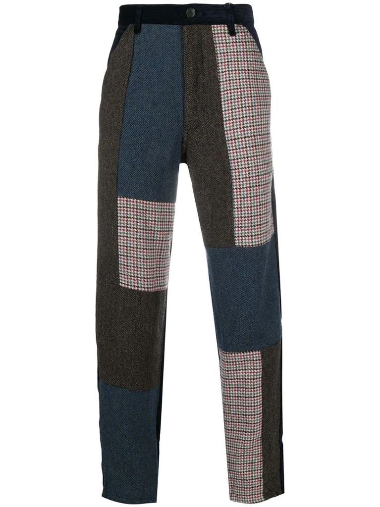 straight-leg patchwork trousers