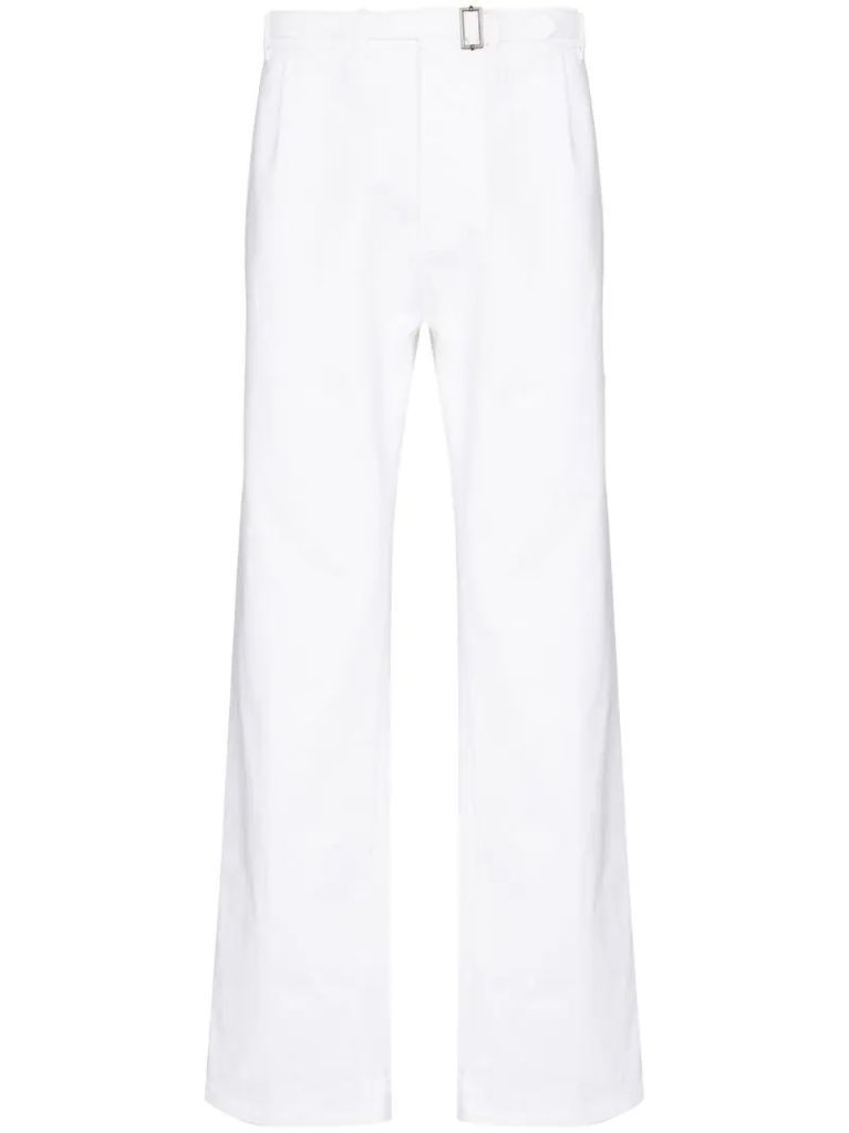 belted cotton trousers