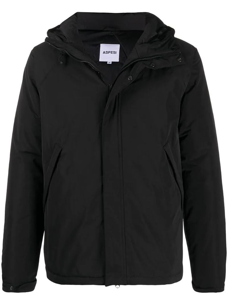 zip-up hooded jacket