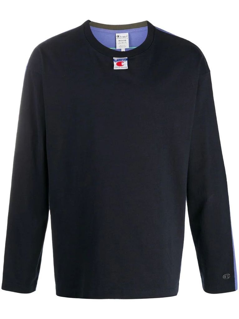 two-tone long-sleeved T-shirt