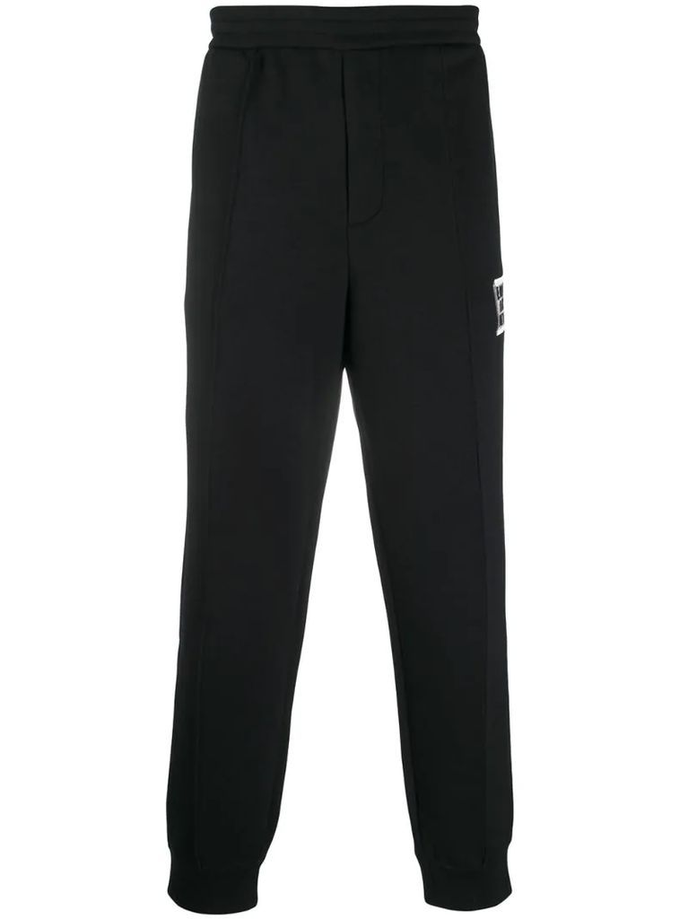 logo-patch tapered trousers