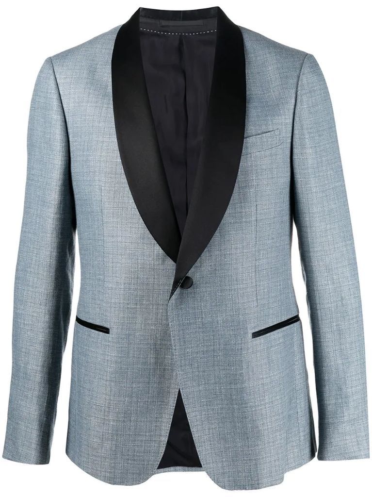 satin-trimmed chambray dinner jacket