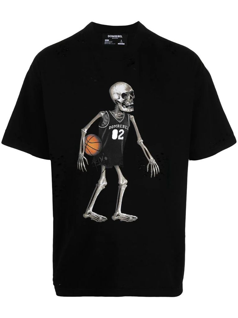 skull basketball print T-shirt