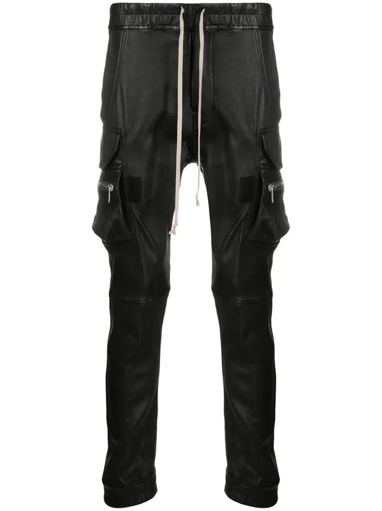 multi-pocket leather trousers