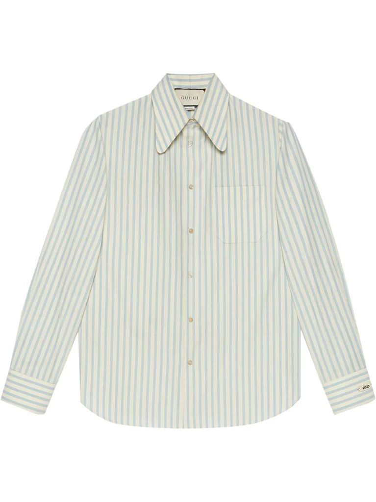 pointed collar striped shirt