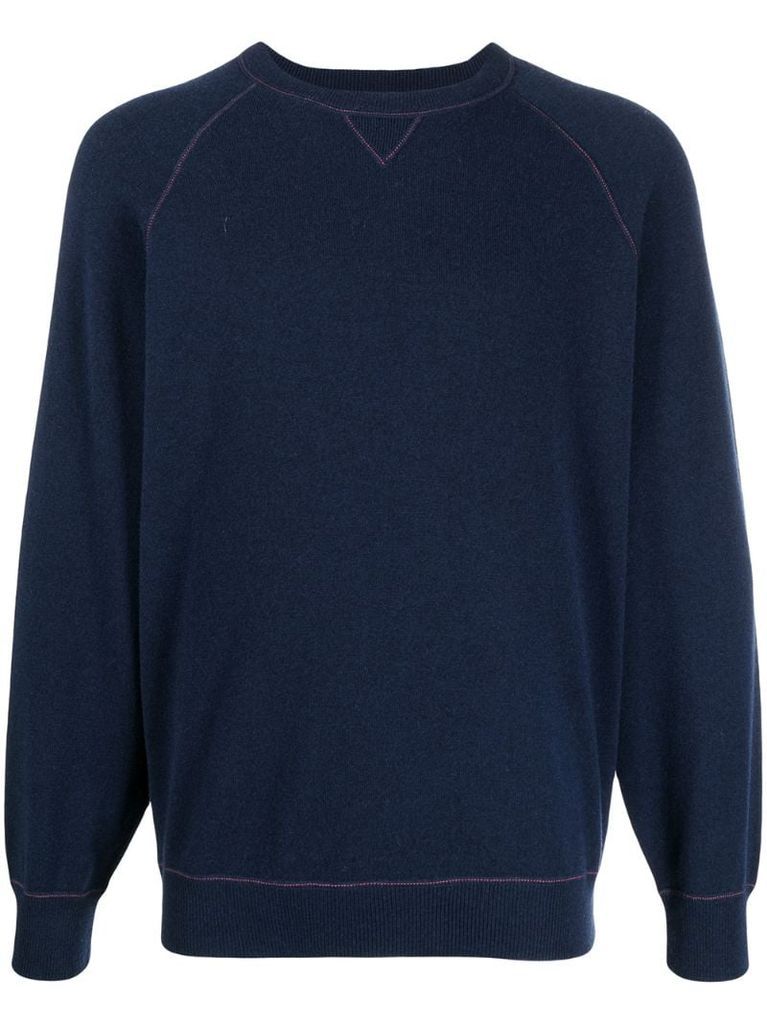 contrast-stitching jumper