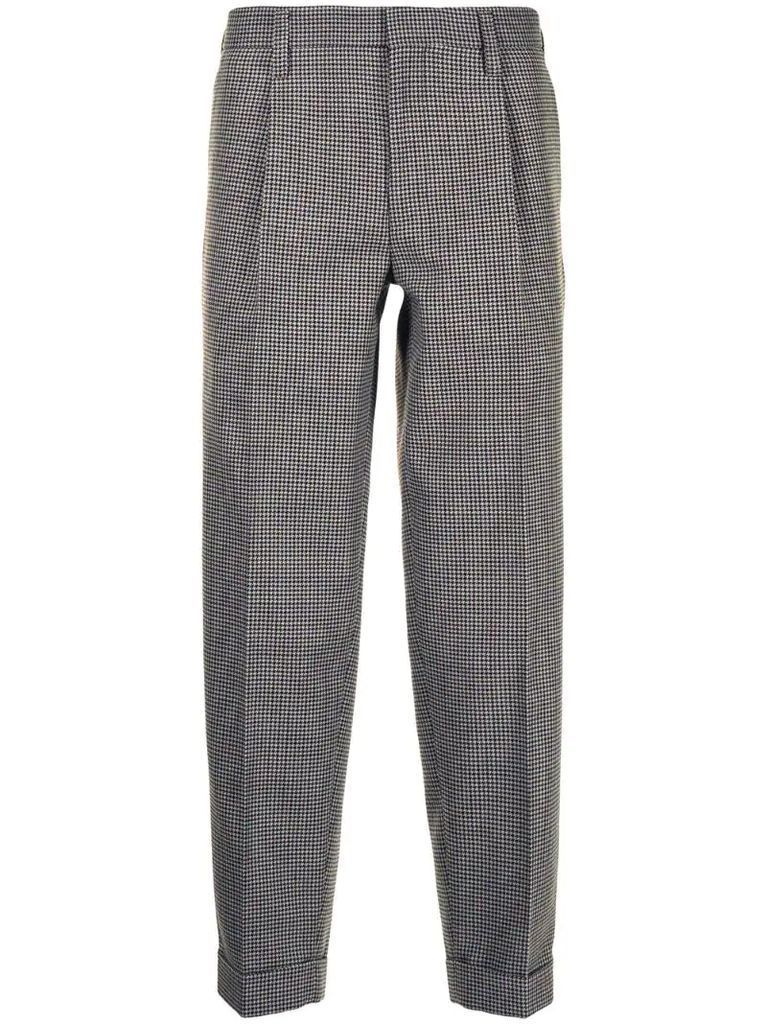 tapered check cropped trousers