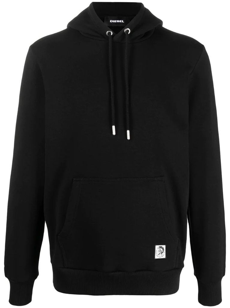 logo patch cotton hoodie