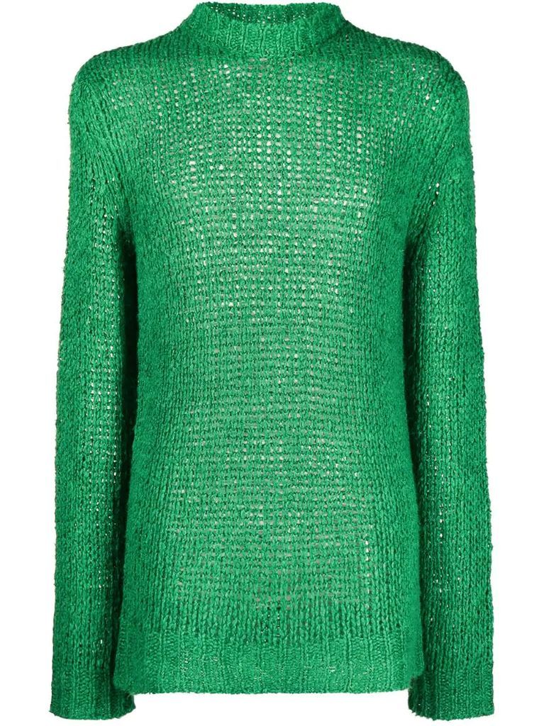 long open-knit linen jumper