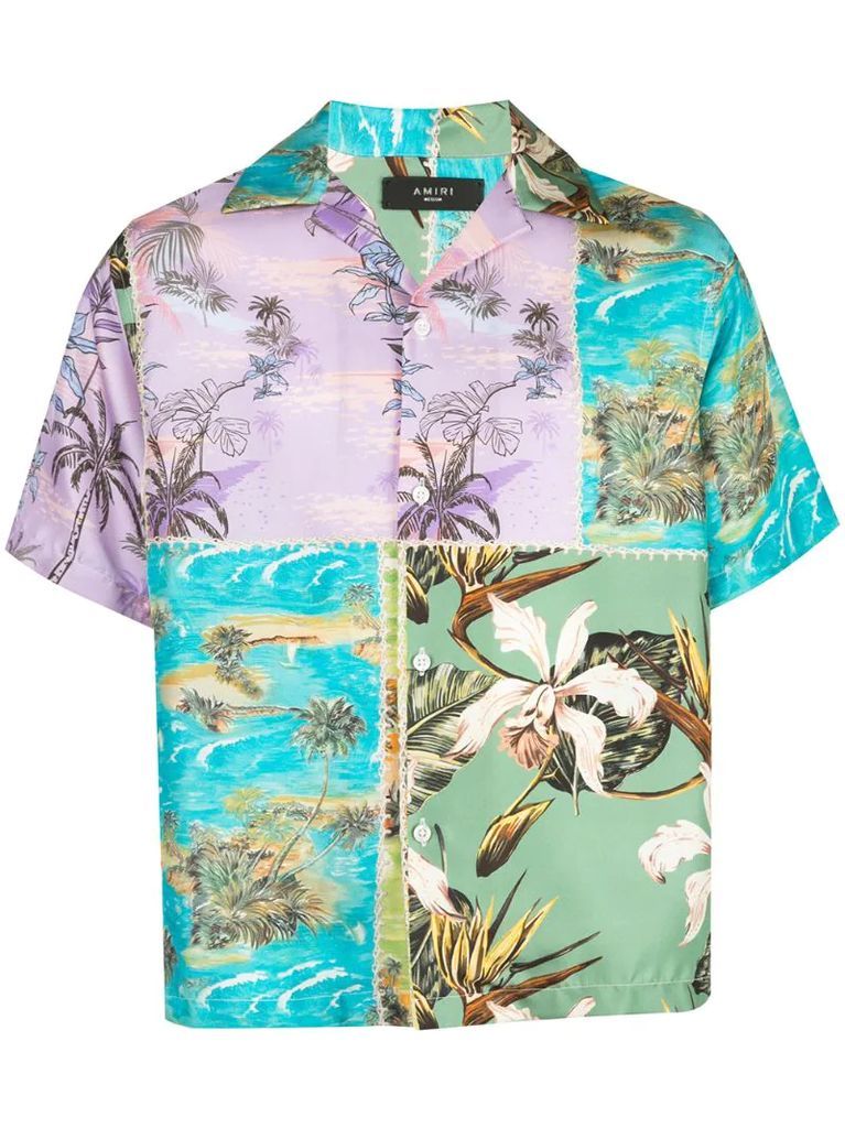 Hawaiian satin patchwork shirt
