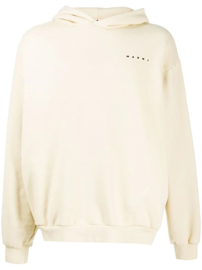 logo print cotton hoodie