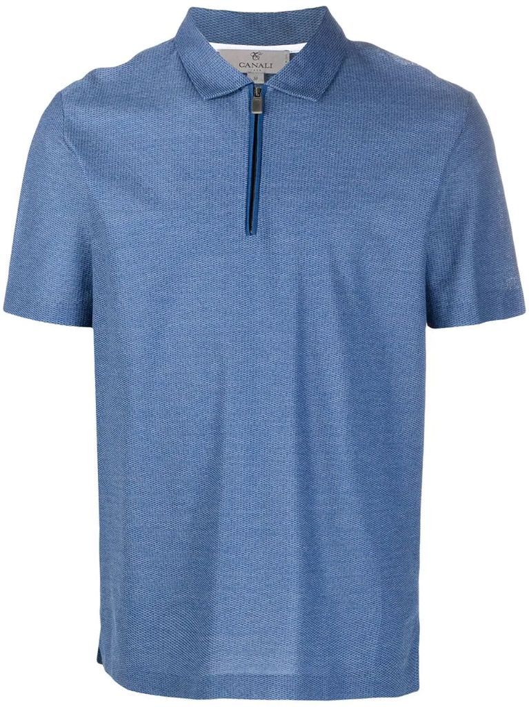 zip-front polo shirt